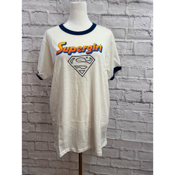 DC Comics x Unique Vintage Medium Super Girl Short Sleeved Ringer T-Shirt NEW!!! - Picture 2 of 3
